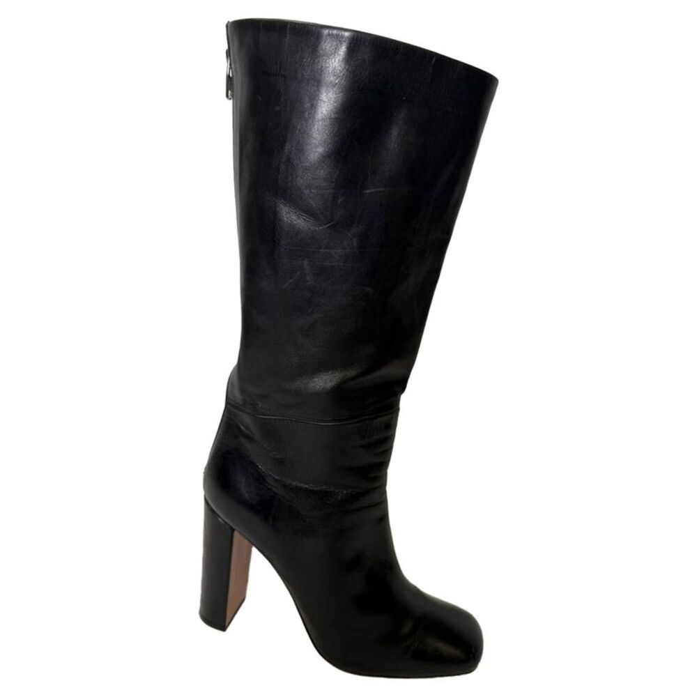 Celine Tall Riding Boots in Black Leather